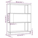 vidaXL Ormarić za knjige / sobna pregrada sivi 80x25x101 cm borovina | shoptok.hr