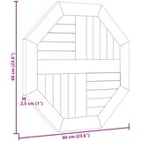 Stolna ploča 60 x 60 x 2,5 cm osmerokutna od masivne tikovine | shoptok.hr