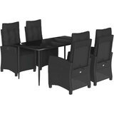  5-dijelni vrtni blagovaonski set s jastucima od poliratana crni | shoptok.hr