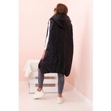 Kesi Włoski Women's quilted Plus Size vest with a hood zippered black | Shoptok.si