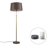 QAZQA Pametna talna svetilka bronasta z rjavim senčnikom 45 cm vključno z Wifi A60 - Parte | Shoptok.si