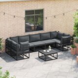 vidaXL Sjedeća garnitura za vrt 7 pcs Crna Aluminij | shoptok.hr