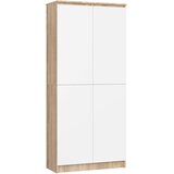 AKORD Regal, 2 Vrata In 8 Polic, Hrast Sonoma/Bela, (5000332553) Cene