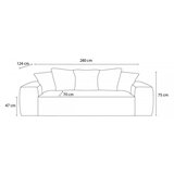 Bobochic Paris Siva sofa od samta 280 cm Voltaire – | shoptok.hr