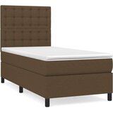  Box spring postelja z vzmetnico temno rjava 100x200 cm blago | Shoptok.si