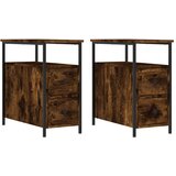Maison Chic Dvo delni komplet Nočne omarice - Nočne mize dimljeni hrast 30x60x60 cm inženirski les, (21688976) | Shoptok.si
