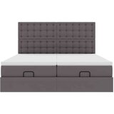 vidaXL Otomanski okvir kreveta s madracima sivi 200x200cm umjetna koža | shoptok.hr