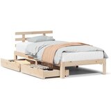 Maison Chic Posteljni okvir - Enojna postelja - Postelja za odrasle s predali 100x200 cm trdna borovina, (21693731) | Shoptok.si
