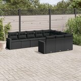vidaXL 10-dijelni set vrtnih sofa s jastucima crni od poliratana | shoptok.hr