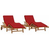  Ležaljka 2 pcs Crvena 200 x 67 x 84 cm Čvrsto drvo akacije | shoptok.hr