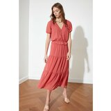 Trendyol Detaljna krema za haljinu s gumbima pločica | tamnocrvena | Crveno Cene