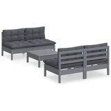  The Living Store Vrtna sedežna garnitura 5-delna z antracit blazinami borovina - Vrtna Sedežnaa Garnitura, (21449620) | Shoptok.si