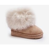 Kesi Children's insulated snow boots with fur, beige Nohie cene