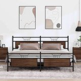 Metalni Kovinski posteljni okvir brez vzmetnice rjavi hrast 200x200 cm, (21829518) | Shoptok.si