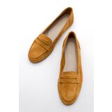 LuviShoes F02 Women's Mustard Suede Flats | Shoptok.si