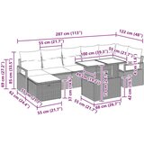  Sjedeća garnitura za vrt s jastukom 8 pcs Smeđa Poli ratan | shoptok.hr