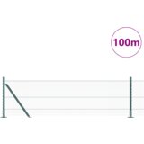 vidaXL Heksagonalna ograja Zelena 0,6x100 m Jeklo, Ograjni stebri z osnovnimi ploščami 13 kos Ø32mm 70cm Galvanizirano jeklo | Shoptok.si