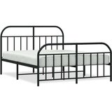 vidaXL Kovinski posteljni okvir z vzglavjem in vznožjem črn 183x213 cm | Shoptok.si