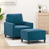 vidaXL Fotelj s stolčkom za noge moder 60 cm žamet | Shoptok.si