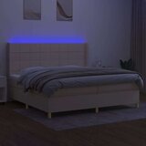  Box spring postelja z vzmetnico LED krem 200x200 cm blago, (20761211) | Shoptok.si