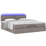  Otomanski krevet s madracem i LED smeđesivi 180x200 cm tkanine | shoptok.hr