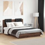  Okvir kreveta s uzglavljem LED boja smeđeg hrasta 135 x 190 cm | shoptok.hr