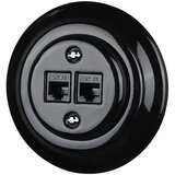  Bohemia-Design - Porcelanska retro Ethernet utičnica sa okvirom 2xCAT.5E crna | Eponuda.com
