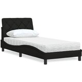 vidaXL Postelja z vzmetnico črna 90x200 cm blago | Shoptok.si