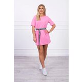 Kesi Dress with decorative belt light pink | shoptok.hr