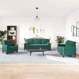 vidaXL 3-dijelni set sofa s jastucima tamnozeleni baršunasti | shoptok.hr