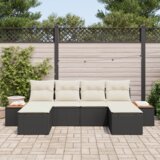 vidaXL 6-dijelni set garniture za vrt s jastučićima Crna Poli Ratan Akacija | shoptok.hr