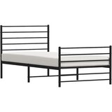  Metalni okvir kreveta uzglavlje i podnožje crni 107x203 cm | shoptok.hr