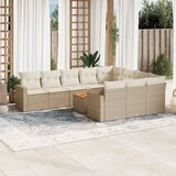 Maison Chic Seti vrtnega pohištva - Vrtna garnitura - Vrtni pohištvo set 11-delna z blazinami bež poli ratan, (21816004) | Shoptok.si