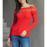 UR/CEO Red off-shoulder blouse with lace insert Vikija | Shoptok.si