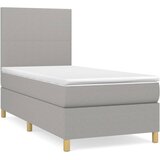  Box spring krevet s madracem svjetlosivi 90x190 cm od tkanine Slike