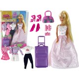  Lutka za igru s dugom kosom, ljubičastim koferom i odjećom - 30 cm | shoptok.hr