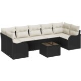 vidaXL 8-dijelna garnitura vrtnih sofa s jastucima Crni poli ratan, 2-sjedalna vrtna sofa s pohranom i jastucima Crni poli ratan | shoptok.hr