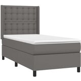 vidaXL Box spring postelja z vzmetnico siv 100x200 cm umetno usnje | Shoptok.si