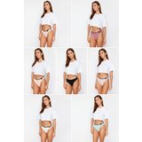 Trendyol 7 Pack Multi Color Cotton Label Detail Thong Knitted Briefs cene
