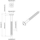  Drveni vijak 2 pcs Srebrno 9,8 x 53 mm Čelik | shoptok.hr