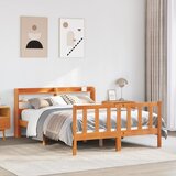 Maison Chic Posteljni okvir - Dvoposteljna postelja - Zakonska postelja z vzglavjem voščeno rjava 120x190 cm borovina, (21693710) | Shoptok.si