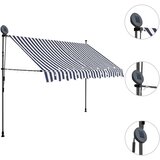  Tenda na ručno uvlačenje s LED svjetlima 300 cm plavo-bijela | shoptok.hr