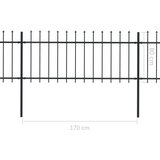  Vrtna ograja s koničastimi vrhovi jeklo 17x0,8 m črna, (20982896) | Shoptok.si