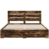  Krevetna konstrukcija s ladicama Dimljeni hrast 200 x 200 cm | shoptok.hr