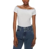 Calvin Klein Jeans Majice s kratkimi rokavi LOGO ELASTIC BARDOT J20J223098 Bela