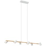 QAZQA Moderna viseča svetilka z lesnim potiskom z belo barvo 6-Lights - Jeana Straight | Shoptok.si