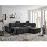 CARRYHOME KOTNA SEDEŽNA GARNITURA, mikrovelur črna | Shoptok.si