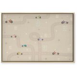  Slika - Race - Colorful Cars on a Road on a Beige Background with Inscriptions 90x60 U prirodnom drvenom okviru | shoptok.hr