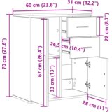 vidaXL Strani šal Črni hrast 60 x 31 x 70 cm Konstruiran les | Shoptok.si