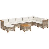 vidaXL 9-dijelni set vrtnih sofa s jastucima bež od poliratana | shoptok.hr